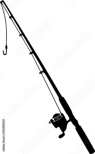 fishing rod silhouette, fishing rod icon, vector illustration
