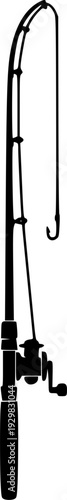 fishing rod silhouette, fishing rod icon, vector illustration
