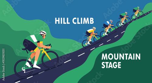 Cyclists Compete Uphill, Illustrating Endurance and Determination in a Challenging Mountain Race