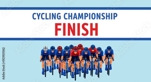 Cyclists Competing During The Intense Cycling Championship Finish Line Race