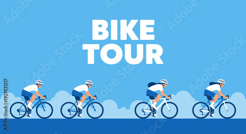 Cyclists Engaging In A Bike Tour With A Modern and Minimalistic Style Depiction