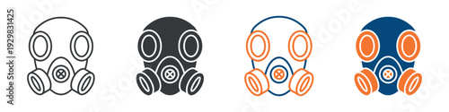 Gas Mask Icon Set Multiple Style Collection