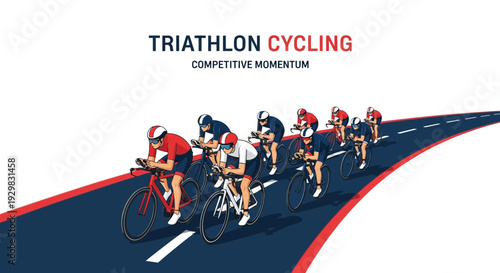 Cyclists Racing on the Road Showing Energetic Competition And Athletic Vigor
