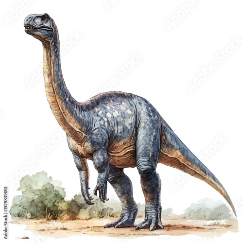 Argentinosaurus, watercolor illustration vector, isolated on a white background.