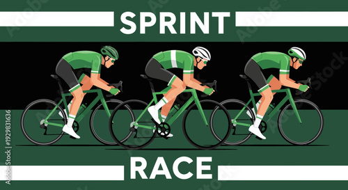 Cyclists Racing In A Sprint During The Cycling Competition In Graphic Style