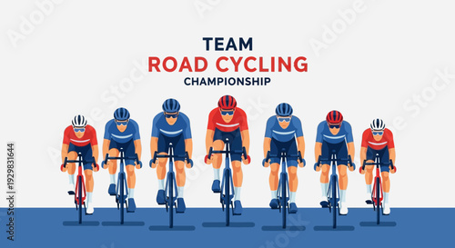 Cyclists Racing In Road Cycling Championship Illustrated In Front View Position