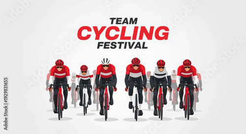 Cyclists Racing In Group At The Cycling Festival Team Event For Competition