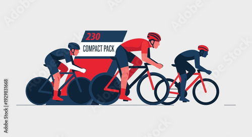 Cyclists Racing on Bicycles with Dynamic Colors and Contemporary Graphical Illustration