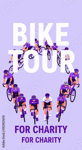 Cyclists Undertaking A Bike Tour Dedicated To Charity, Representing Teamwork And Support