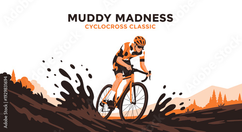 Cyclocross Event: Muddy Madness Race Depicting A Dynamic And Exciting Bicycle Competition
