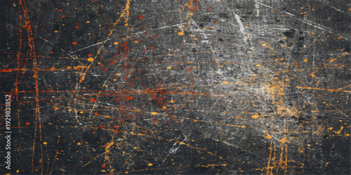 An aged black and white asphalt texture background features a dirty grunge pattern on a weathered vintage surface with a dark textured material backdrop