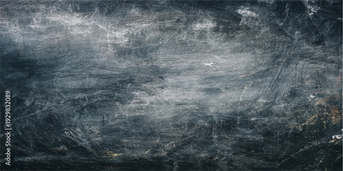 A dark blue grunge texture of storm clouds and mist creates a moody abstract background where rain streaks across the window and falls through the night sky over a black sea