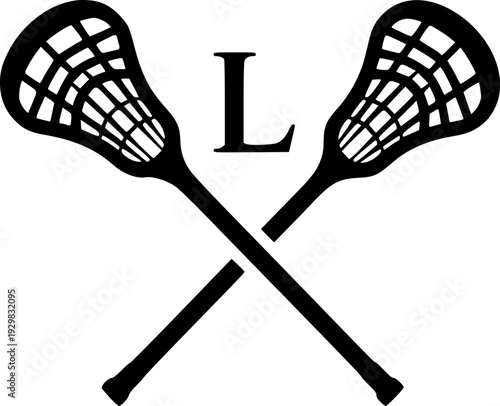 lacrosse sticks symbol icon vector illustration. Lacrosse monogram. isolate on white background.
