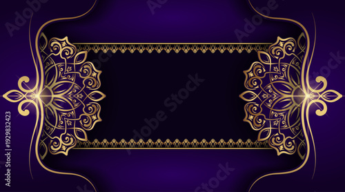 purple luxury background with gold mandala ornament decoration