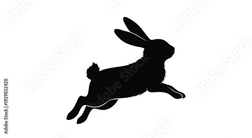A striking black silhouette of a leaping rabbit captured in mid air showcasing dynamic movement and form silhouette high quality