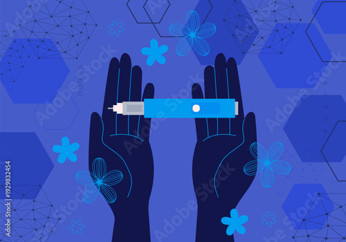 Semaglutide Injection Pen. Semaglutide therapy on diabetes management abstract concept. Weight Loss Medication Semaglutide Injection