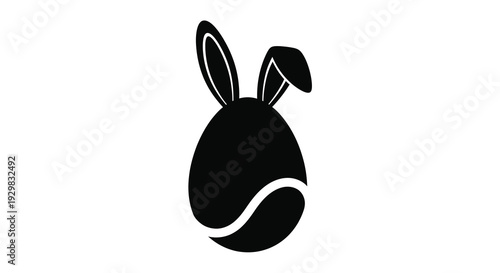 A minimalist black silhouette of a rabbit s head blended with an egg shape evoking springtime and easter imagery silhouette