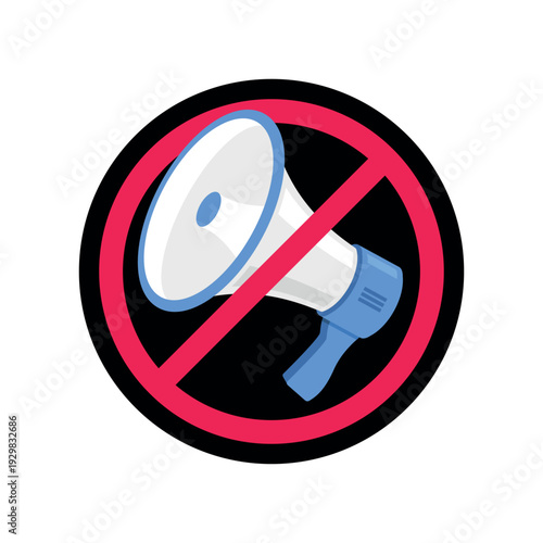 No ads for promotion design. Ad blocker icon sign with megaphone. Vector logo. Concept of protection of technology from pop-up video ads. Advertisement prohibited sign. Vector illustration
