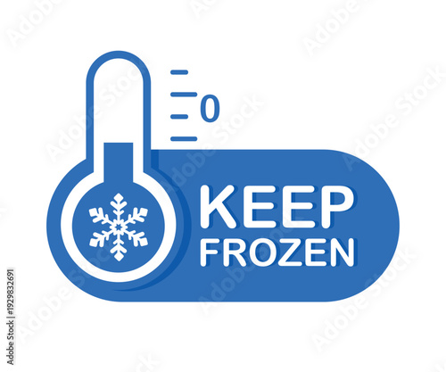 Keep frozen label. Keep frozen - badges for product. Keep frozen product labels. Storage in refrigerator and freezer. Suitable for product label. Vector illustration isolated on white background