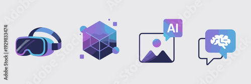 Virtual reality and AI icon set – Great for immersive tech blogs.