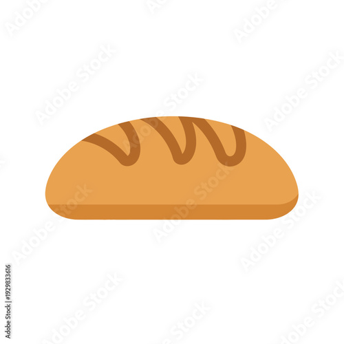 A cartoon illustration of a loaf of bread with three diagonal lines on top  isolated on white background