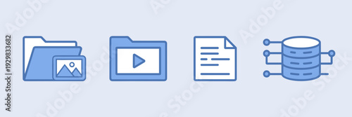 Flat dataset management UI icons – Great for data science platforms.