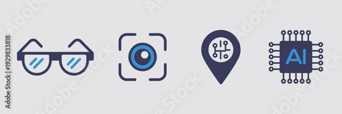 Smart device AI perception icon set – Suitable for future tech ads.