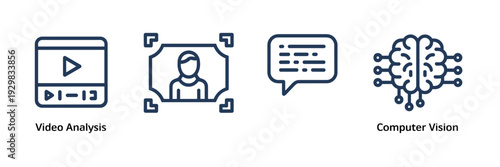 Video analysis AI technology icons – Great for data science blogs.