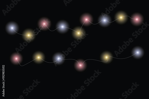 Blurry string lights on a dark background