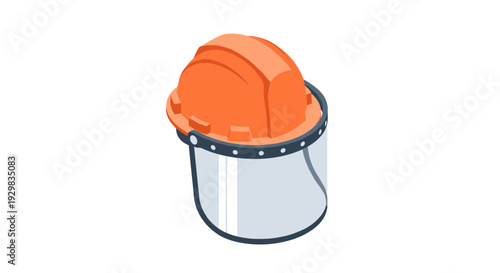 Orange Hard Hat with Face Shield for Industrial Safety.