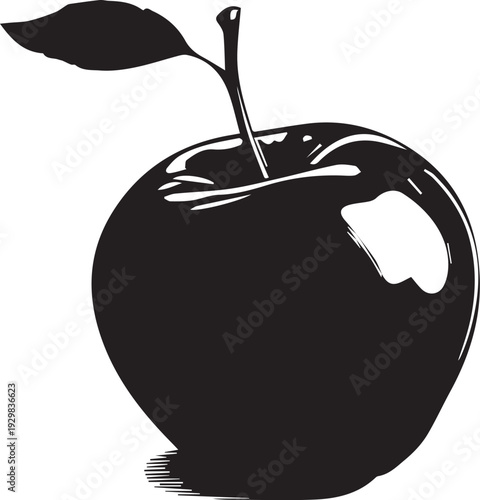 Shiny wax apple fruit with red skin and crisp juicy interior silhouette.