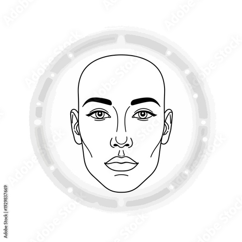 Tableau sur toile Bald Headed Man Face Closeup Portrait.