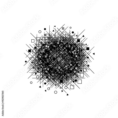 Black and white geometric shapes composition.