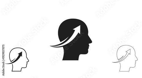 Black and white head icons growing.