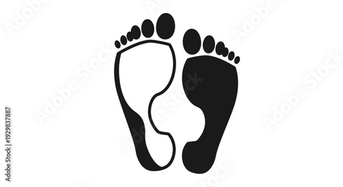 Black and white human foot prints.