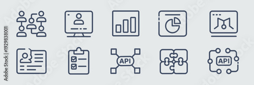 Digital insights survey and chart icons – Perfect for data analysis.