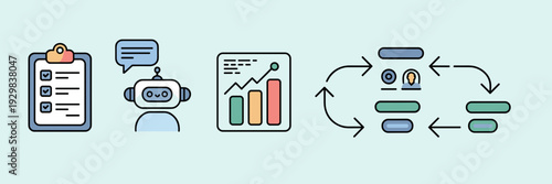 Research automation vector icons – Ideal for market research tools.