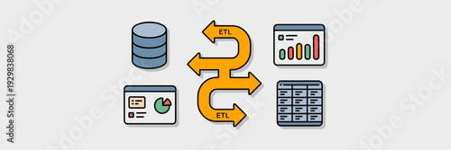 Vector data pipeline icon collection – Ideal for tech UI and SaaS.