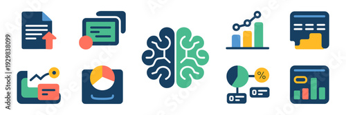 Grid of AI content analysis tools – Ideal for technical documentation, software UI design, or data analytics.