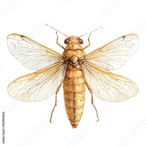 watercolor of Cicada, vector, isolated on a white background.