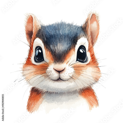 watercolor of Chipmunk, vector, isolated on a white background.