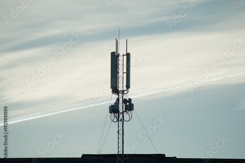 A mobile internet tower against the sky