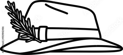 Military slouch hat with rosemary sprig remembrance vector icon