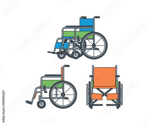 Wheelchairs showcasing different perspectives and situations, providing crucial assistance for patients' mobility, freedom, and recovery