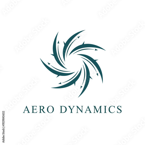 Aero Dynamics logo design with abstract swirling shapes.