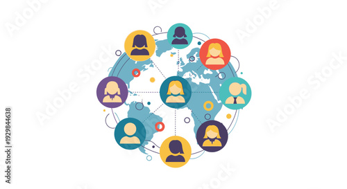 Global network of diverse people connected through technology and communication worldwide