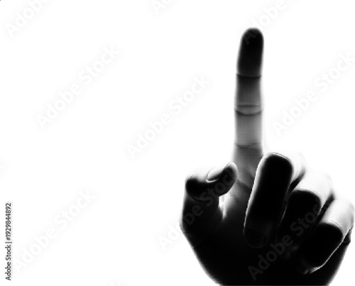 Index Finger Pointing Up with Halftone Texture Effect