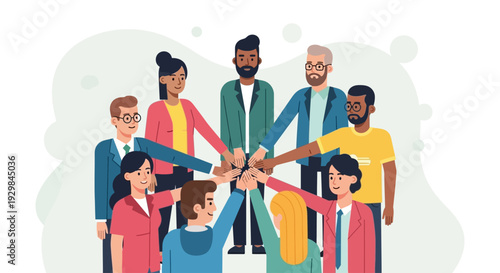 Diverse group of people standing together in unity and cooperation, joining hands in a circle