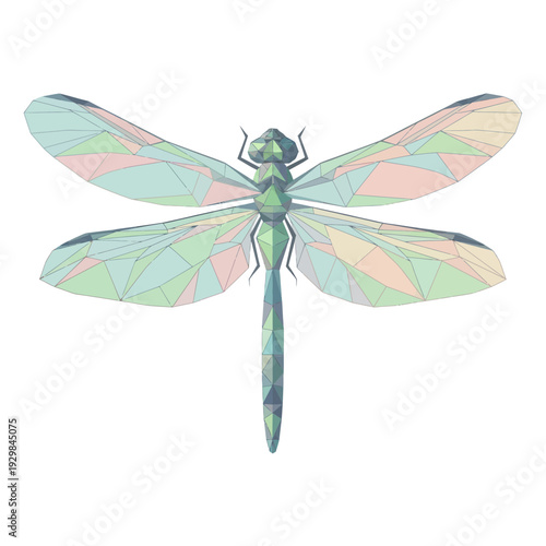 Low Poly Dragonfly Insect Geometric Art