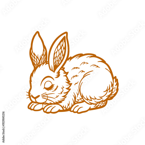 Cute sleeping bunny rabbit vector illustration, perfect for Easter designs and children's themes.